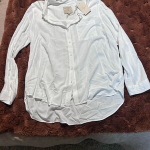 NWT White Button-Down Shirt - Lightweight Women’s Blouse XL